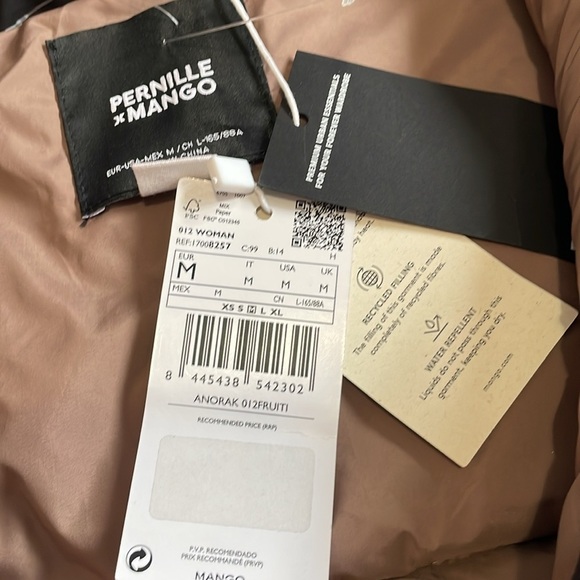 Pernille X Mango Anorak Puffer Cropped Jacket Black Women M NWT Water Repellent - Picture 7 of 15